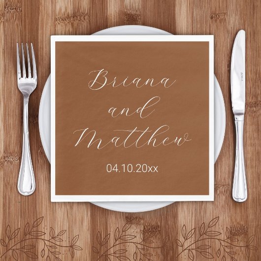 Minimalistisch script Terracotta bruiloft Servet