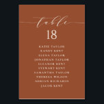 Minimalistisch script Terracotta bruiloft zitschem Kaart<br><div class="desc">tafelnummer zitschema. Het beschikt over een terracotta grillig script en klassieke typografie. Personaliseer door uw eigen gegevens toe te voegen. Dit minimalistische tafelzitplan is ideaal voor bruiloften,  baby showers,  vrijgezellenfeesten,  verjaardagen en nog veel meer.</div>