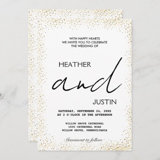 Minimalistisch script Traditionele bruiloft uitnod Kaart (Voorkant / Achterkant)