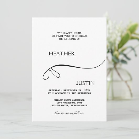Minimalistisch script Traditionele bruiloft uitnod Kaart (Staand voorkant)