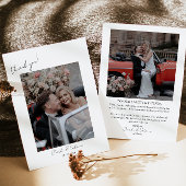 Minimalistisch script trouwfoto dank u kaart