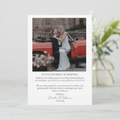 Minimalistisch script trouwfoto dank u kaart (Staand voorkant)