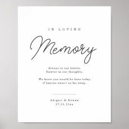 Minimalistisch script trouwherdenkingbord poster