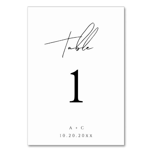 Minimalistisch Script Trouwtafel Kaart (Voorkant)