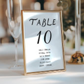 Minimalistisch script trouwtafel nummer kaart