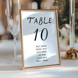 Minimalistisch script trouwtafel nummer kaart