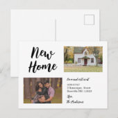 Minimalistisch script twee foto New Home Moving Aankondigingskaart (Voorkant / Achterkant)