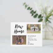 Minimalistisch script twee foto New Home Moving Aankondigingskaart (Staand voorkant)