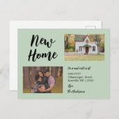Minimalistisch script twee foto New Home Moving Sa Aankondigingskaart (Voorkant / Achterkant)