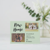 Minimalistisch script twee foto New Home Moving Sa Aankondigingskaart (Staand voorkant)