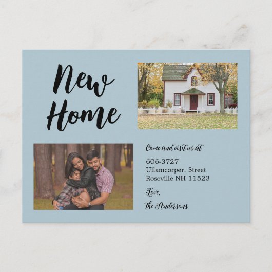 Minimalistisch script twee nieuwe foto's in het st aankondigingskaart (Voorkant)