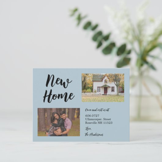 Minimalistisch script twee nieuwe foto's in het st aankondigingskaart (Staand voorkant)