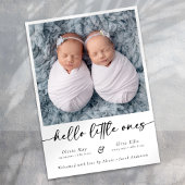 Minimalistisch Script Twin Photo Geboorte Aankondi Aankondiging