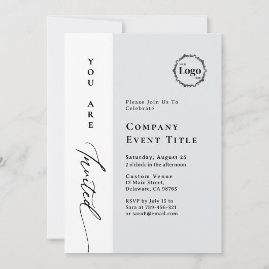 Minimalistisch script U bent uitgenodigd Bedrijfse Kaart (Voorkant)