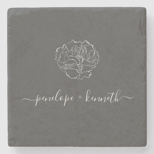 Minimalistisch script ventilator zwart wit, specia stenen onderzetter (Voorkant)