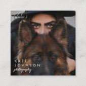 Minimalistisch Script Volledige foto QR Code Socia Vierkante Visitekaartje (Voorkant)