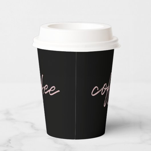 Minimalistisch script voor Cute Black & Roze "kop" Papieren Bekers (Rechts)