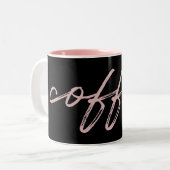 Minimalistisch script voor Cute Black & Roze "kop" Tweekleurige Koffiemok (Voorkant links)