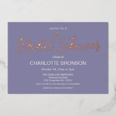 Minimalistisch script voor Periwinkle Vrijgezellen Folie Uitnodiging (Voorkant)