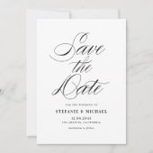 Minimalistisch script voor zwart-wit save the date (Voorkant)
