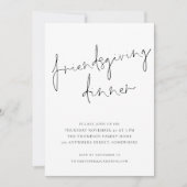 Minimalistisch Script Vriendsgiving Diner Zwart Wi Kaart (Voorkant)