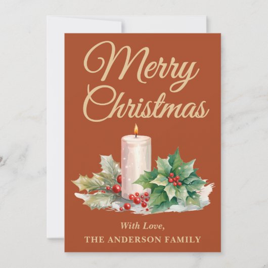 Minimalistisch Script Vrolijk Kerstfeest Boho Terr Feestdagenkaart (Voorkant)