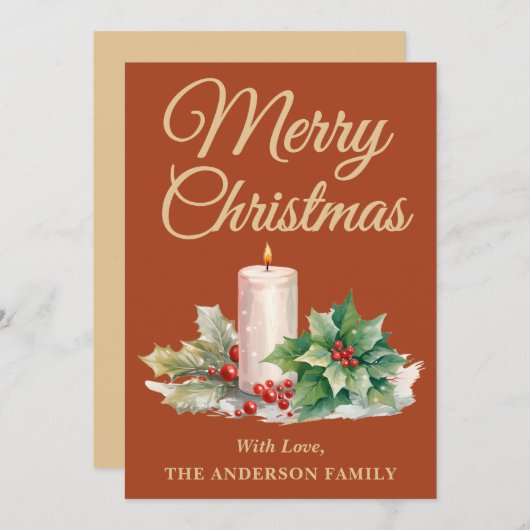 Minimalistisch Script Vrolijk Kerstfeest Boho Terr Feestdagenkaart (Voorkant / Achterkant)