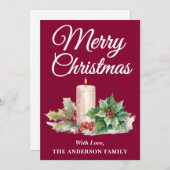 Minimalistisch script Vrolijk kerstfeest Bourgogne Feestdagenkaart (Voorkant / Achterkant)