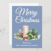Minimalistisch Script Vrolijk Kerstfeest Dusty Blu Feestdagenkaart (Voorkant / Achterkant)