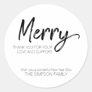 Minimalistisch Script Vrolijk Kerstfeest Elegant Ronde Sticker