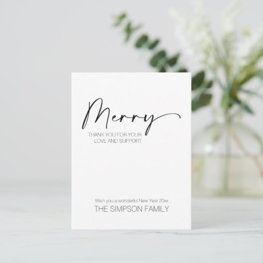 Minimalistisch script Vrolijk kerstfeest Feestdagenkaart (Staand voorkant)