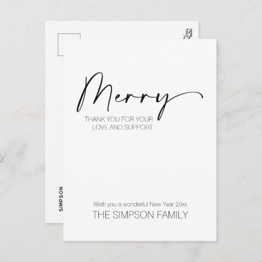 Minimalistisch script Vrolijk kerstfeest Feestdagenkaart (Voorkant / Achterkant)