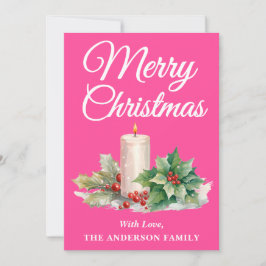 Minimalistisch script Vrolijk Kerstfeest Hot Pink Feestdagenkaart