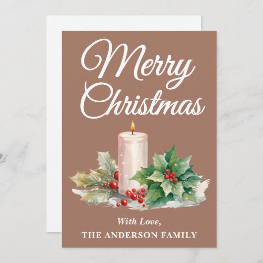 Minimalistisch script Vrolijk kerstfeest Mocha Mou Feestdagenkaart (Voorkant / Achterkant)