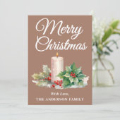 Minimalistisch script Vrolijk kerstfeest Mocha Mou Feestdagenkaart (Staand voorkant)