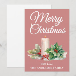 Minimalistisch Script Vrolijk Kerstfeest Roos Goud Feestdagenkaart