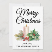 Minimalistisch script Vrolijk kerstfeest zwart en  Feestdagenkaart (Voorkant)