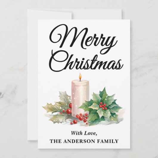 Minimalistisch script Vrolijk kerstfeest zwart en  Feestdagenkaart (Voorkant)