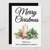 Minimalistisch script Vrolijk kerstfeest zwart en  Feestdagenkaart (Voorkant / Achterkant)