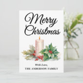 Minimalistisch script Vrolijk kerstfeest zwart en  Feestdagenkaart (Staand voorkant)