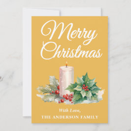 Minimalistisch script Vrolijk kerstgeel Feestdagenkaart