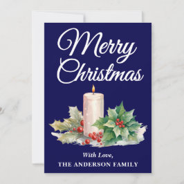 Minimalistisch Script Vrolijk Kerstmarineblauw Feestdagenkaart
