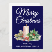 Minimalistisch Script Vrolijk Kerstmarineblauw Feestdagenkaart (Voorkant / Achterkant)