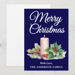 Minimalistisch Script Vrolijk Kerstmarineblauw Feestdagenkaart