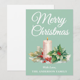 Minimalistisch Script Vrolijk Kerstmuntje Groen Feestdagenkaart