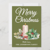 Minimalistisch Script Vrolijk Kerstmuntje Groen Feestdagenkaart (Voorkant)