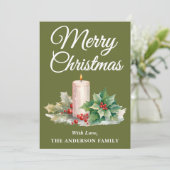 Minimalistisch Script Vrolijk Kerstmuntje Groen Feestdagenkaart (Staand voorkant)