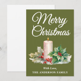 Minimalistisch Script Vrolijk Kerstmuntje Groen Feestdagenkaart