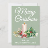 Minimalistisch script Vrolijk kerstsalie groen Feestdagenkaart (Voorkant)