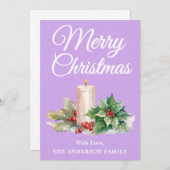 Minimalistisch script vrolijke kerstlavendel feestdagenkaart (Voorkant / Achterkant)